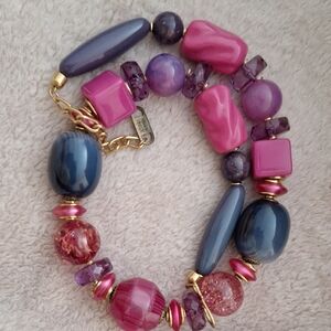 Vibrant Pink and Purple Beaded Bracelet
